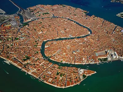 An aerial view of the city&#39;s canal system taken in 2012