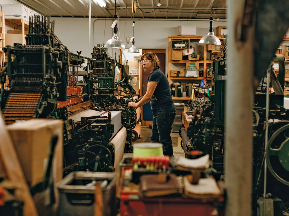 a women works in a textile factory