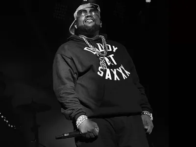 Big Boi in between verses at Lakewood Amphitheater in Atlanta on September 10, 2016.