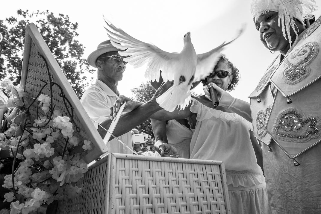 A dove is released in New Orleans