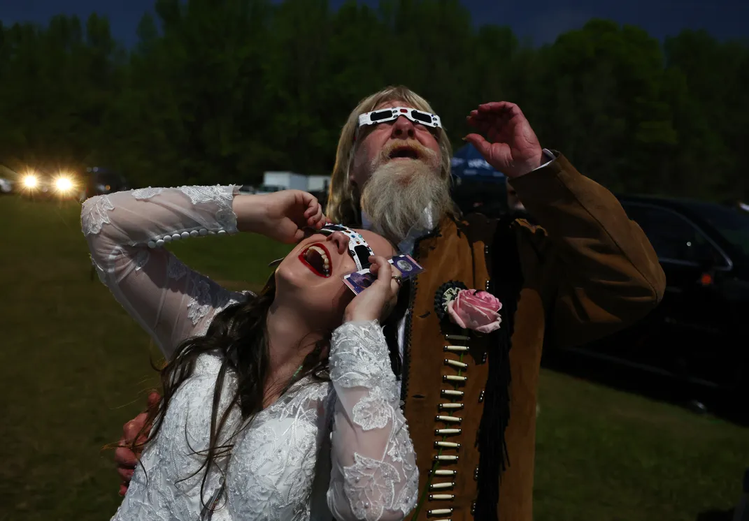 Married couple watching the eclipse