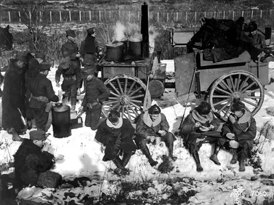 An American infantry camp in Siberia, Russia, December 1918