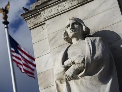 This statue of Christopher Columbus resides at Columbus Circle in front of Union Station in Washington, D.C.&nbsp;