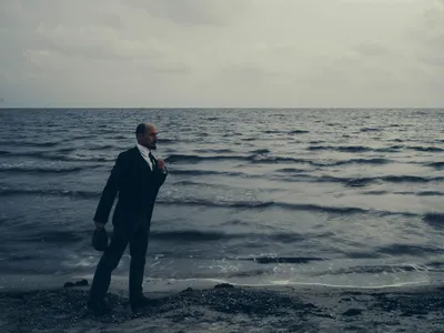 David Monteleone’s self-portrait as Lenin in Trelleborg, Sweden, where the Russian revolutionary arrived by ferry from Germany.