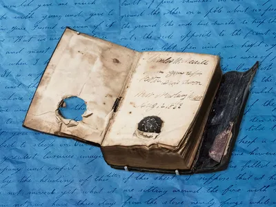 &ldquo;Had it not been for the testament given [to] him by Mr. Foster, which received a second bullet, I doubt if you would have ever seen him again,&rdquo; wrote journalist Benjamin Perley Poore in a letter to Merrill&#39;s father.