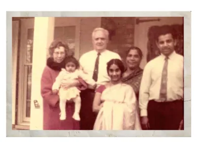 Hosts Emily Martin and Matt Shindell speak with Anisha Abraham and to her actor friend Jo Chim, who has written and directed a 30-minute film&nbsp;called &ldquo;One Small Visit,&rdquo; dramatizing a visit the Abraham family (above) enjoyed with the astronaut Neil Armstrong.

