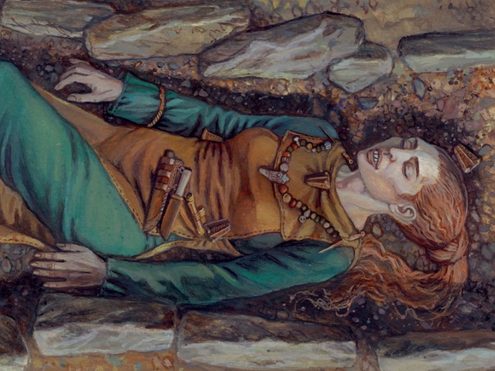 Viking woman in grave