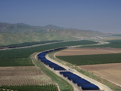 Artist rendering of a solar canal system for California.